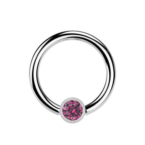 Micro Ball Closure Ring silber und Kristall pink