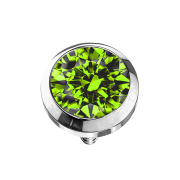 Dermal Anchor silver with crystal light green