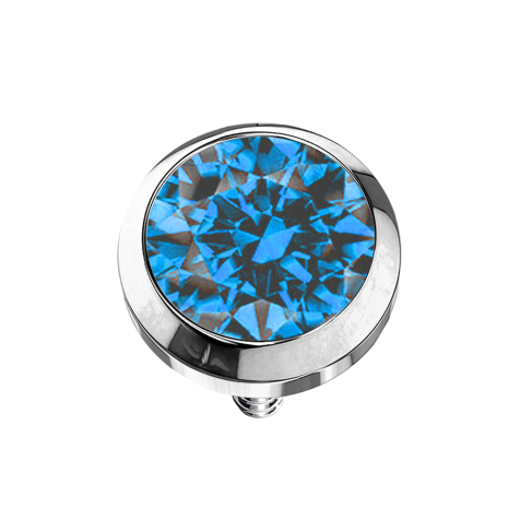 Dermal Anchor silver with crystal light blue