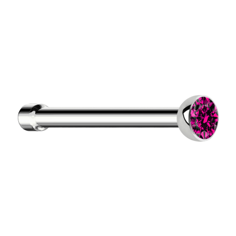 Nasenstecker gerade silber Halbkugel Kristall fuchsia