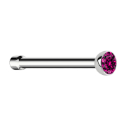 Nasenstecker gerade silber Halbkugel Kristall fuchsia