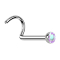 Nose stud curved silver hemisphere crystal multicolor