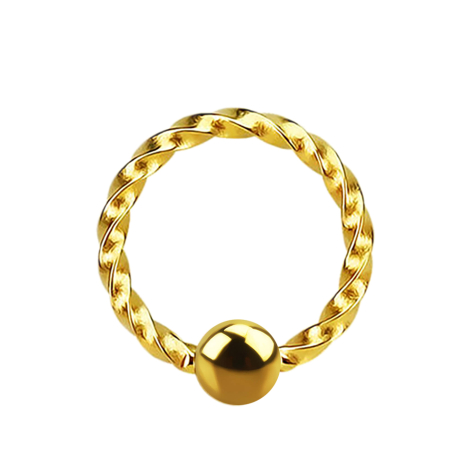 Micro Ball Closure Ring geflochten vergoldet