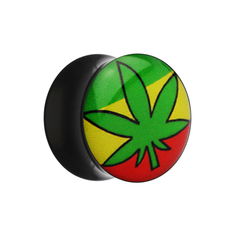 Flared plug with hemp leaf