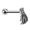 Micro Barbell silber mit Skelett Hand