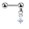 Micro barbell silver with ball and pendant square crystal aqua