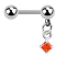 Micro barbell silver with ball and pendant square crystal orange