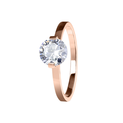 Bague en or rose avec grand cristal