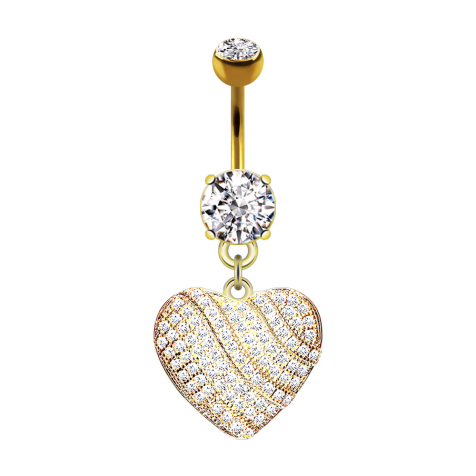 Banana 14k gold-plated with heart pendant and set with crystals
