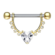 Barbell 14k doré cristal semi-arqué avec...