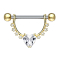 Barbell in cristallo placcato oro 14k semicurvo con cristallo a cuore