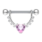 Mezzo fiocco in cristallo dargento Barbell con cuore in cristallo rosa