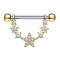 Barbell 14k gold-plated star semi-curved with crystal
