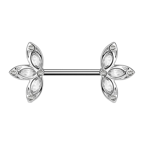 Barbell argenté avec trois pétales argentés