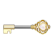 Barbell Barbell gold-plated vintage key with white heart...