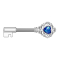 Barbell Barbell argento chiave vintage con cuore blu opalino