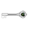 Barbell Barbell argento chiave vintage con cuore opale verde scuro
