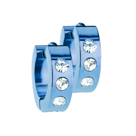 Orecchino pieghevole blu scuro con 3 cristalli