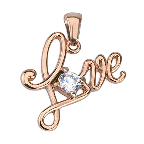 Pendentif or rose Love avec cristal