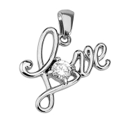Pendant silver Love with crystal