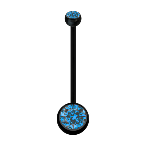 Banane grossesse noire avec deux boules cristal bleu clair