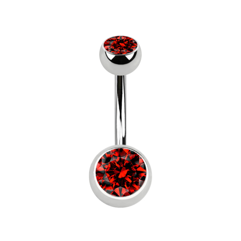 Banana silver with two red crystal balls
