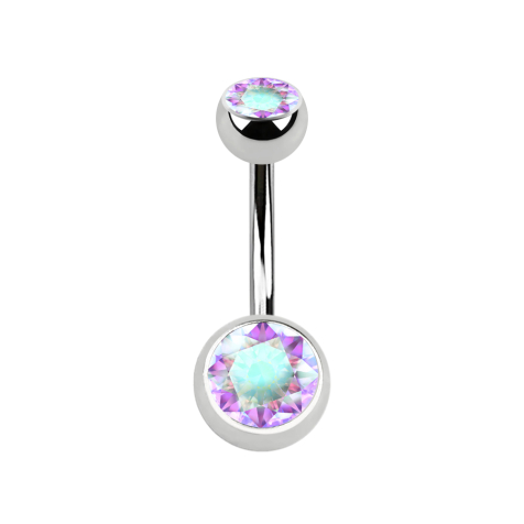 Banana silver with two crystal balls multicolor