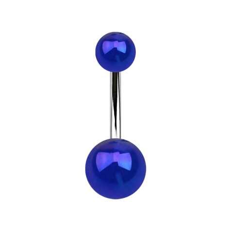 Banane argentée avec deux boules revêtues de métal bleu foncé