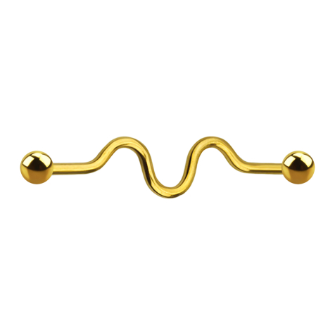 Barbell vergoldet zig zag mit zwei Kugeln