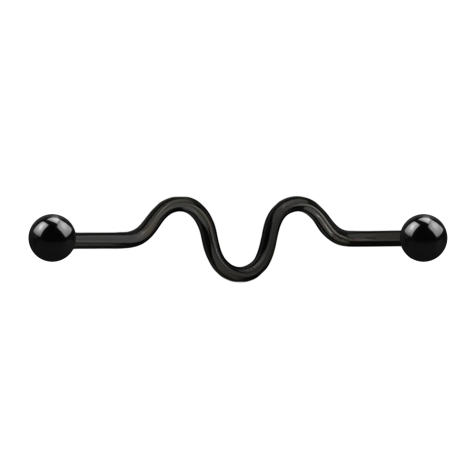 Barbell black zig zag with two balls