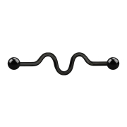 Barbell black zig zag with two balls