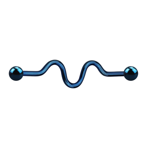 Barbell dunkelblau zig zag mit zwei Kugeln