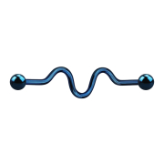 Barbell dunkelblau zig zag mit zwei Kugeln