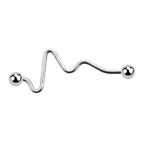 Barbell argent battement de coeur avec deux boules