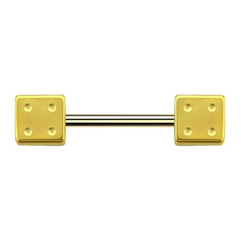 Micro Barbell vergoldet mit Würfel
