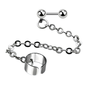 Micro Barbell silber mit Kugel und Schild verbunden mit...