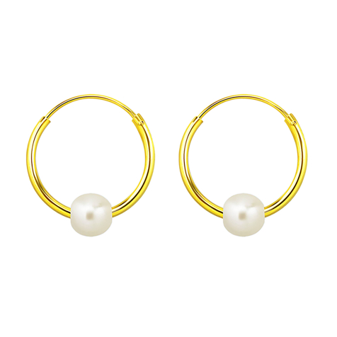 Boucles doreilles 18k doré rond avec perle