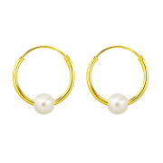 Boucles doreilles 18k doré rond avec perle