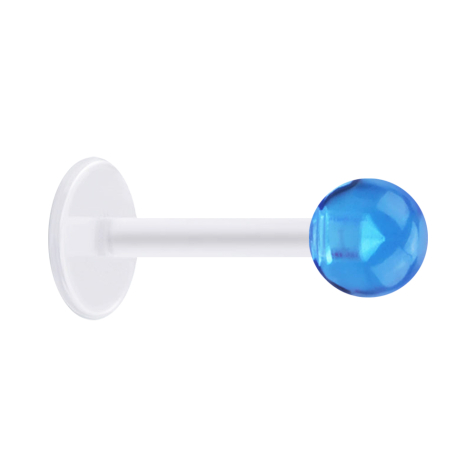 Micro labret transparent with ball light blue transparent
