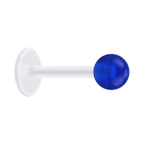 Micro labret transparent with ball dark blue transparent