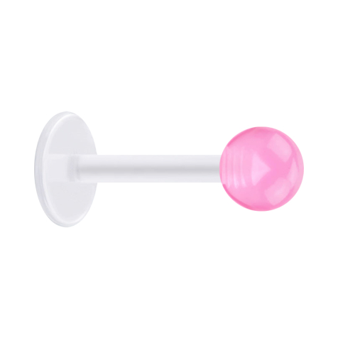 Micro labret transparent with ball pink transparent