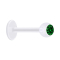 Micro labret transparent with ball and crystal green