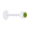 Micro labret transparent with ball and crystal light green