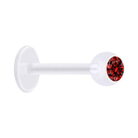 Micro Labret transparent avec boule et cristal rouge