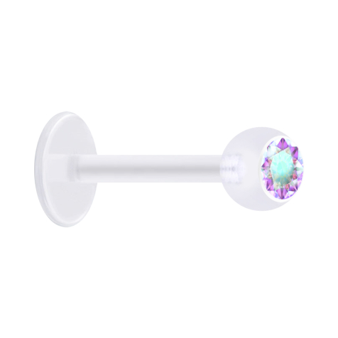 Micro labret transparent with ball and crystal multicolor