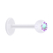 Micro labret transparent with ball and crystal multicolor