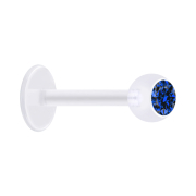 Micro Labret transparent avec boule et cristal bleu...