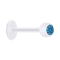 Micro labret transparent with ball and crystal light blue