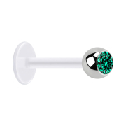 Micro labret transparent with silver ball and turquoise...