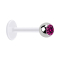 Micro Labret transparent mit Kugel silber und Kristall fuchsia